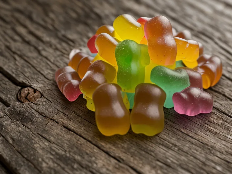 Chewable gummy supplements for prostate health on a wooden table