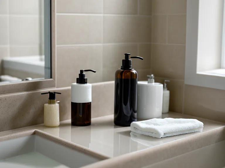Three different prostate supplement bottles arranged on a clean marble counter.