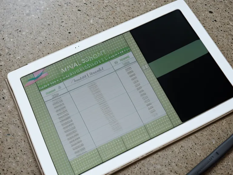 A tablet showing a spreadsheet next to a single Brazil nut on a counter.