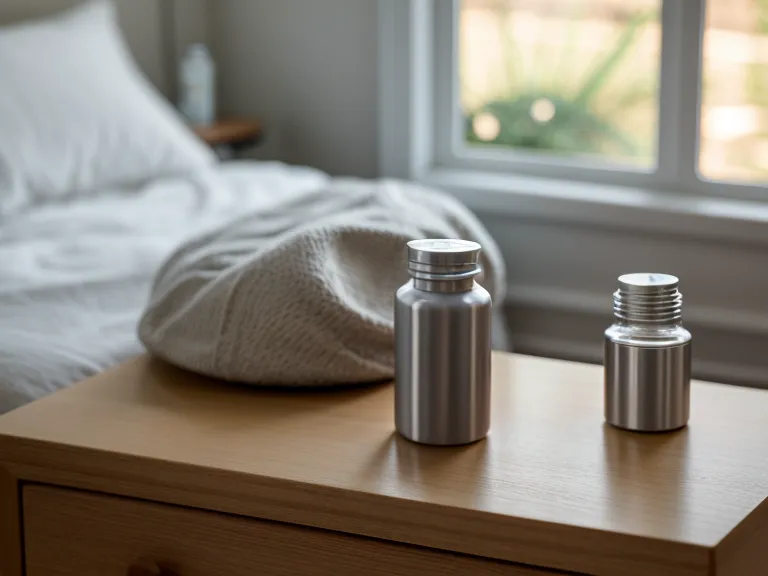 Protoflow supplement bottle on a nightstand at 6:30 AM.